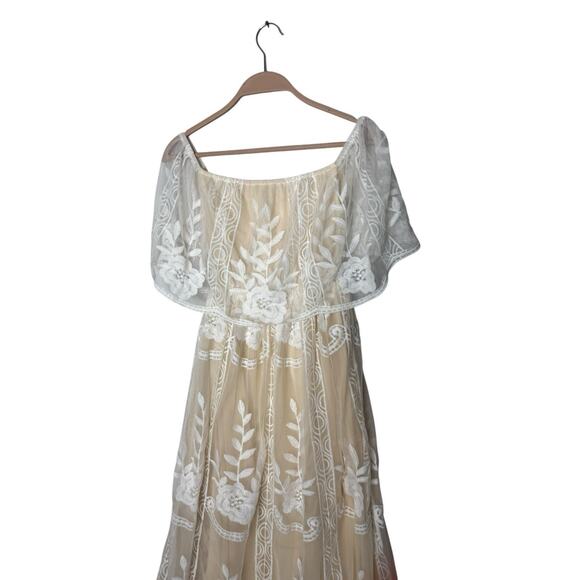 Baltic Born Leon Off Shoulder Maxi Dress Size S White Embroidered Lace Floral - Picture 2 of 5